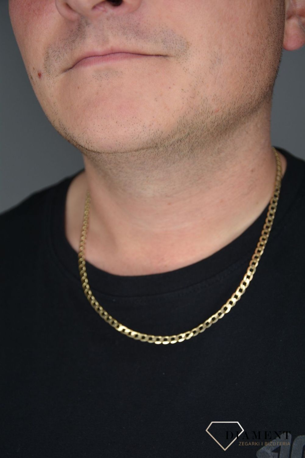 Złoty łańcuszek 585 pancerka pave 5 mm DIA-LAN-1128PAVE-585 5mm.jpg